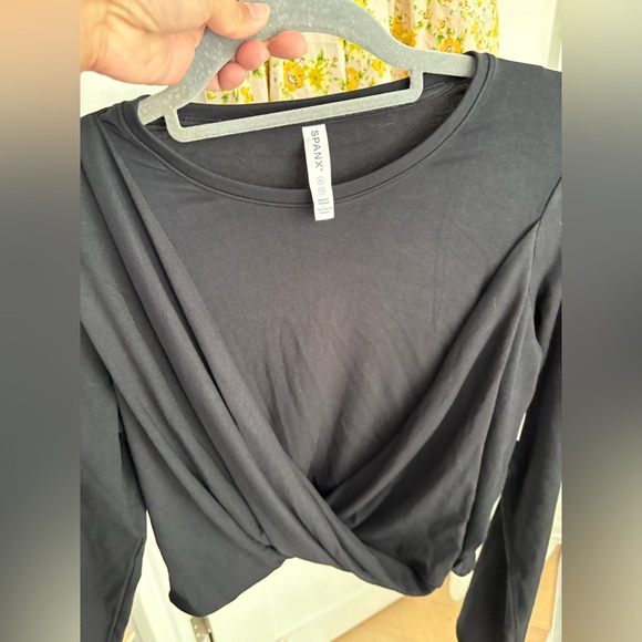 SPANX NWT Black Long Sleeve Drape Top - Picture 7 of 8